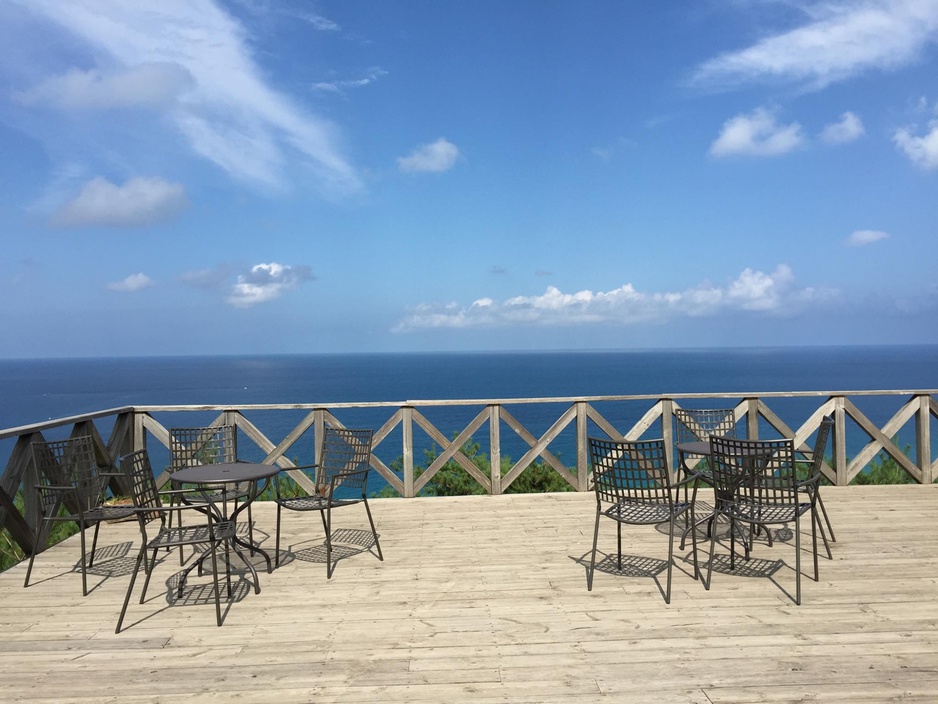 Haslla Art World Museum Hotel terrace overlooking the sea