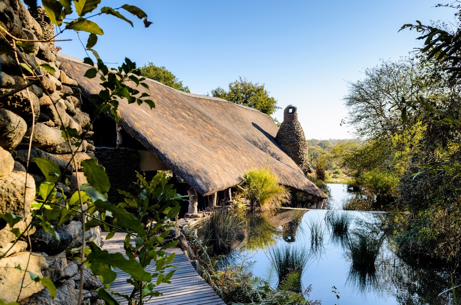 Singita Boulders Lodge main lodge with swimming pool