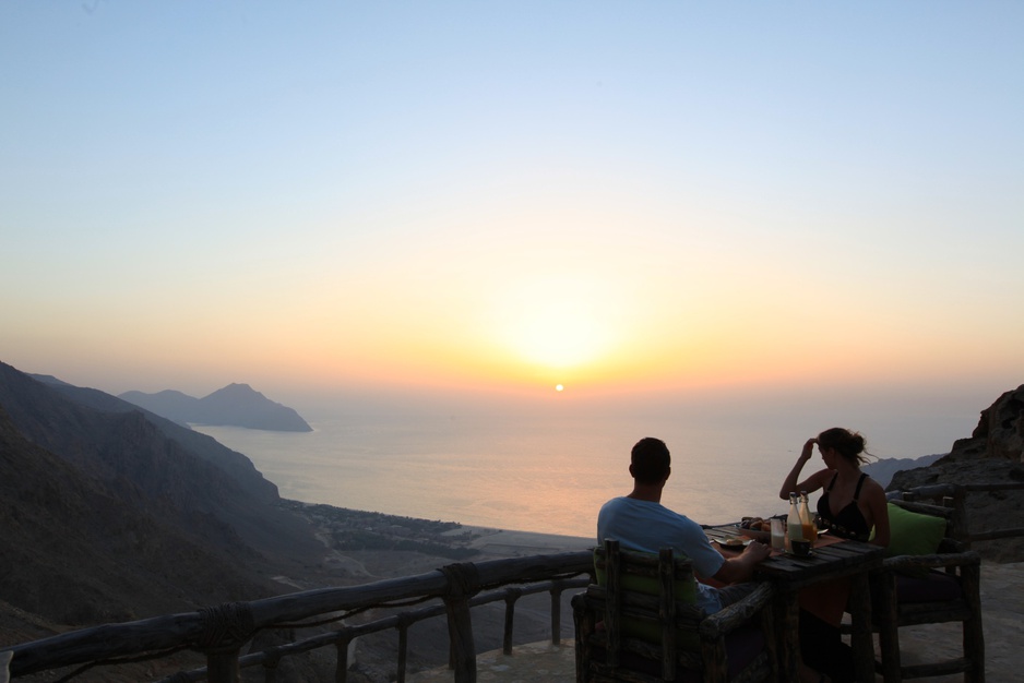 The view on Zighy Bay from the hilltop restaurant