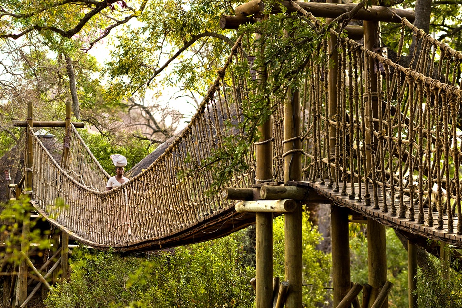 Ulusaba Safari Lodge suspended wooden bridge