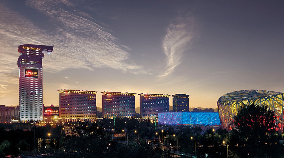 Pangu 7 star hotel Beijing building at night