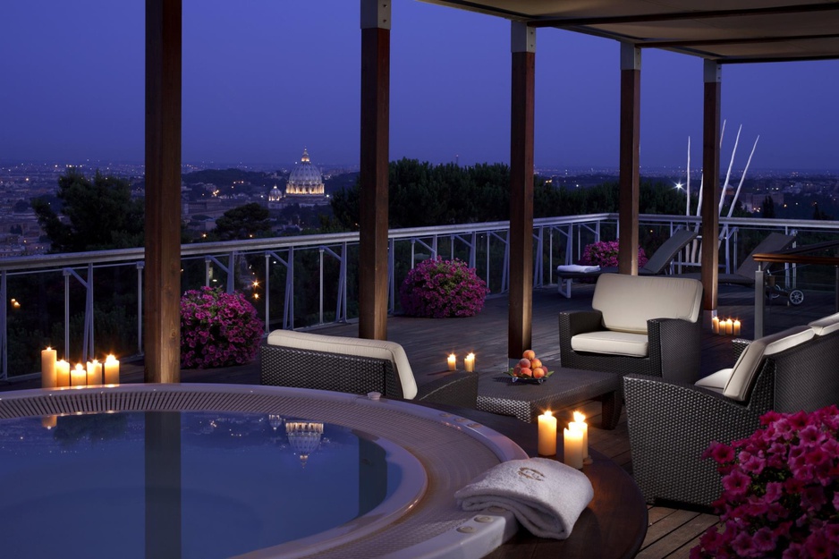 Rome Cavalieri private terrace with jakuzzi