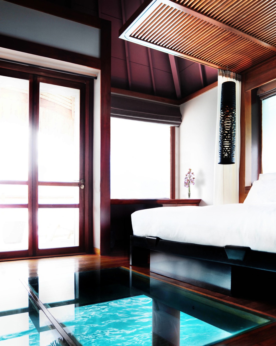 Over water bungalow interior