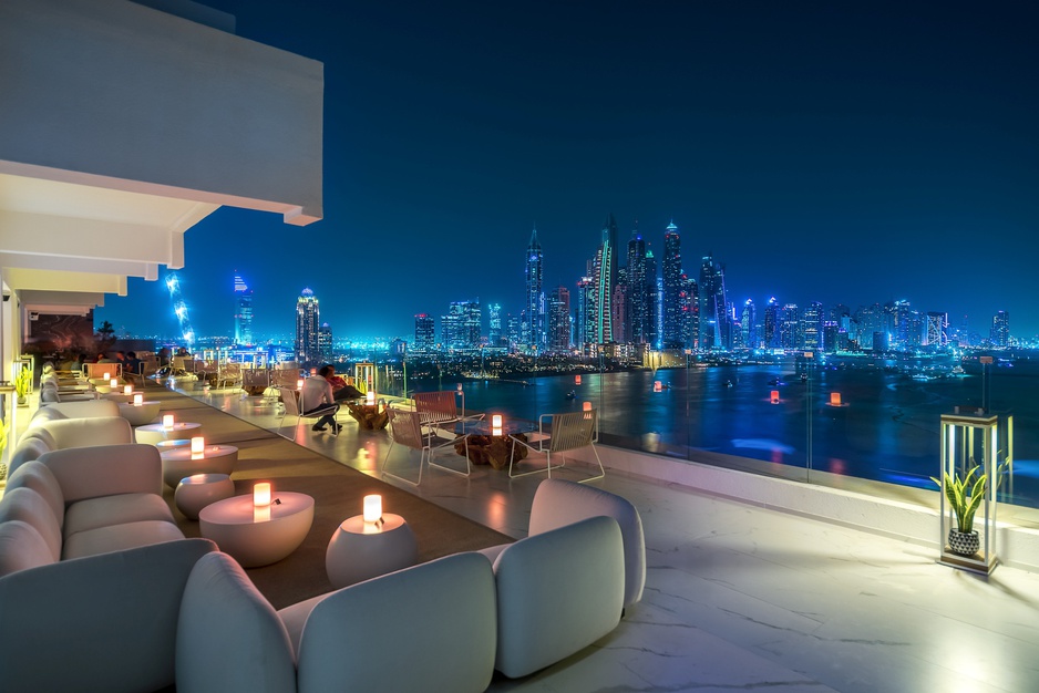 FIVE Palm Jumeirah Dubai Rooftop Panorama Bar With Dubai Marina View