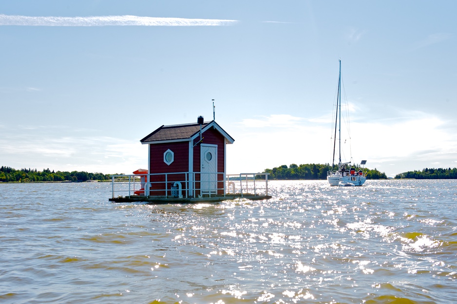 Floating house on the lake