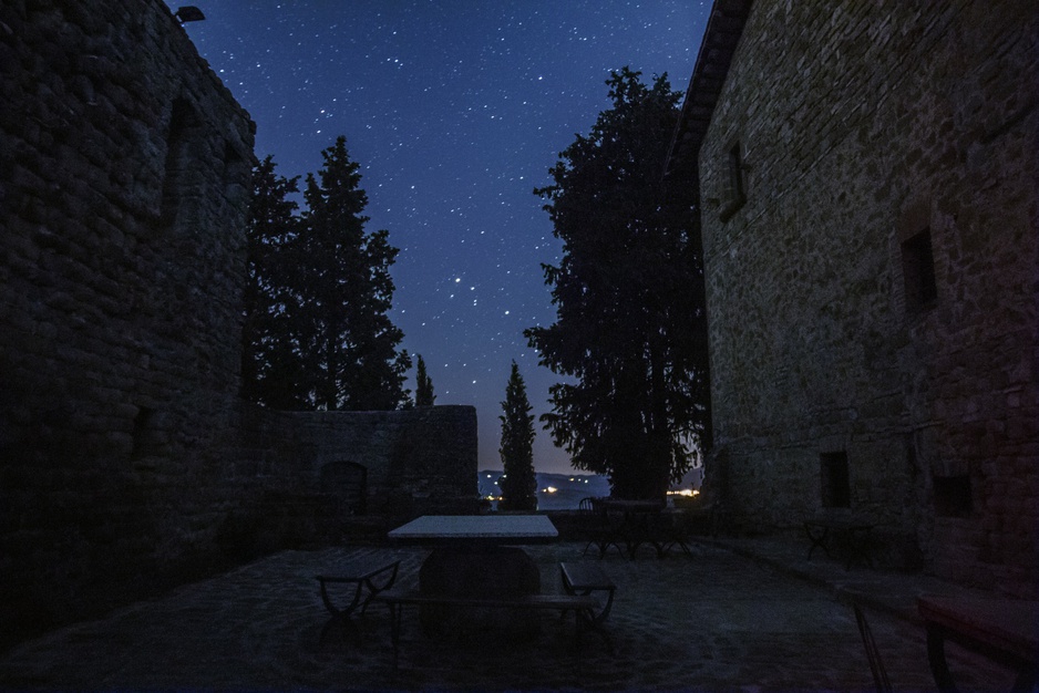 Castello di Petroia night stars on the terrace