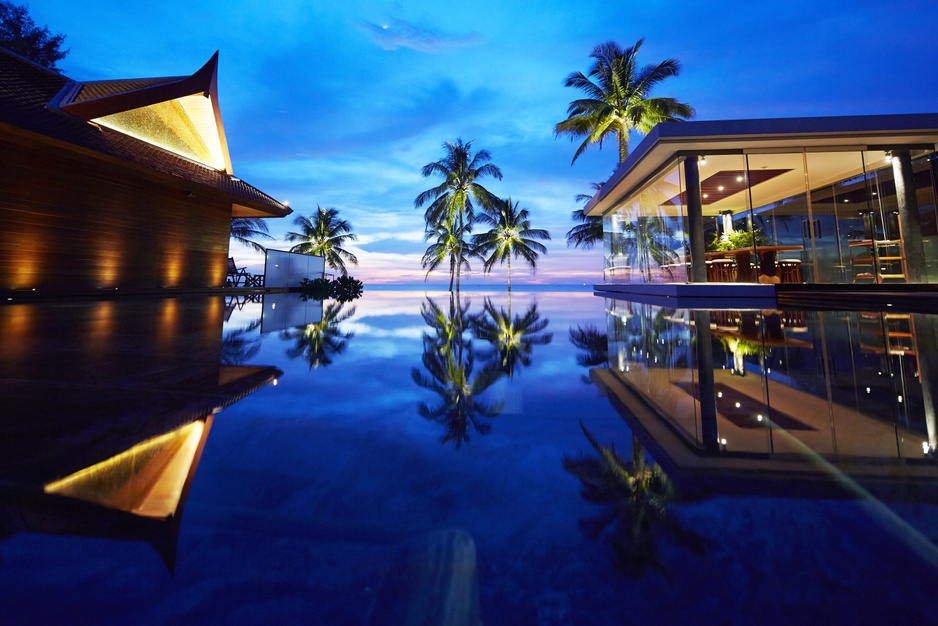 Collectors Villa pool at night