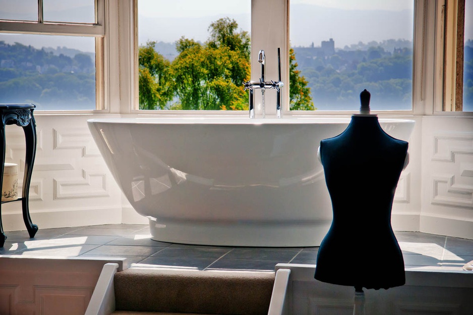 Chateau Rhianfa bathroom with views