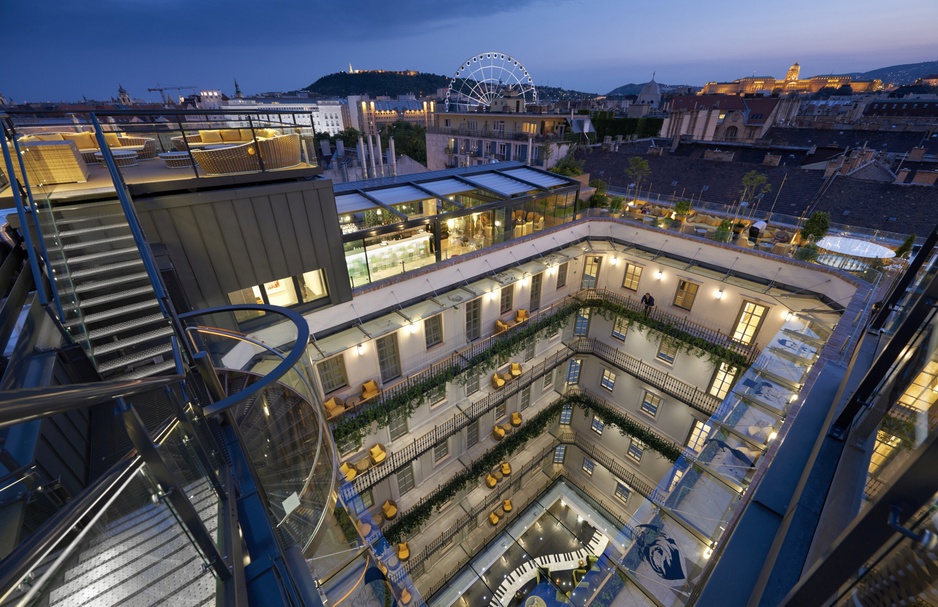 Overlooking the Aria Hotel Budapest with the Castle and the Gellért Hill in the Background