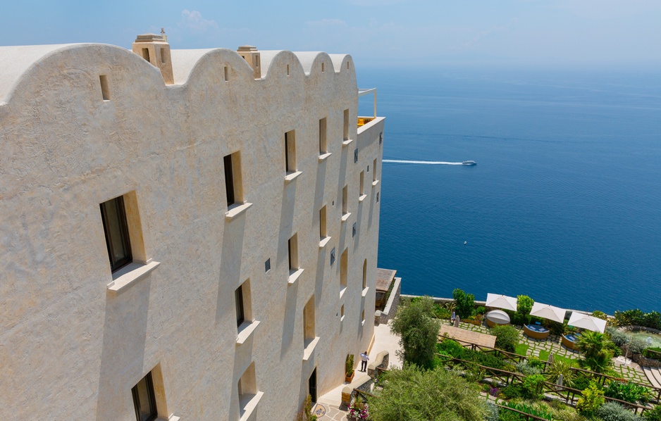 The Monastero Santa Rosa Hotel & Spa Wall of Windows Overlooking the Sea