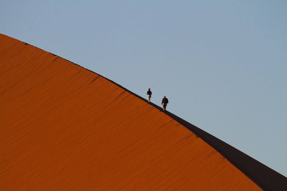 Namibian desert walk on the sand dunes