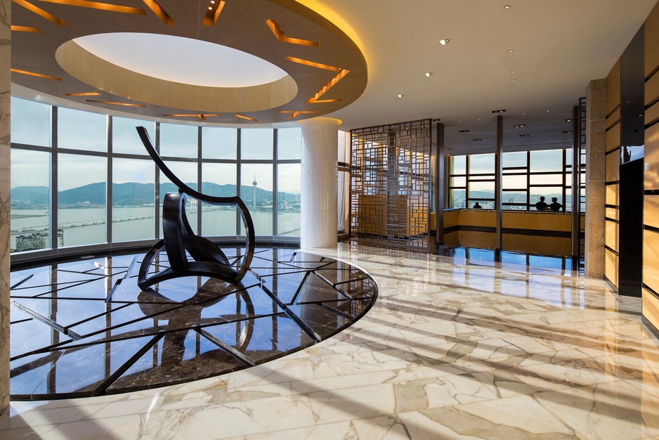 Altira Macau lobby on high floor with panorama on the city