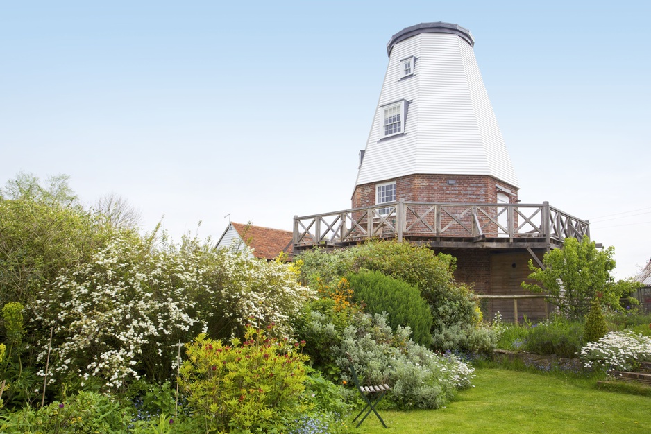 Old Smock Mill exterior with oak staging