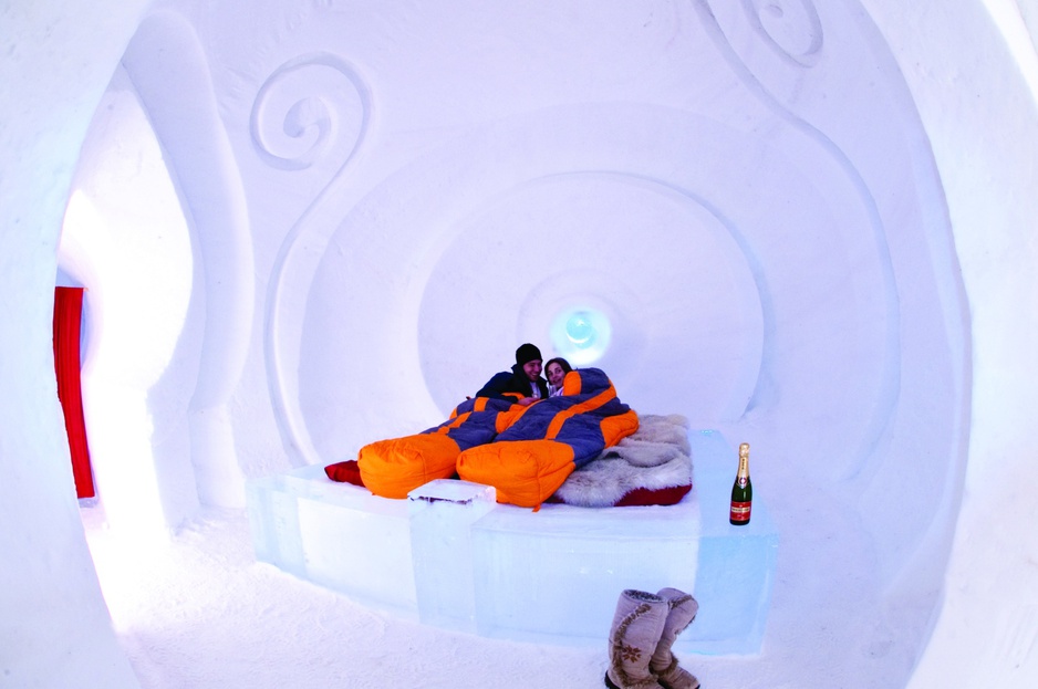 Romantic igloo with couple