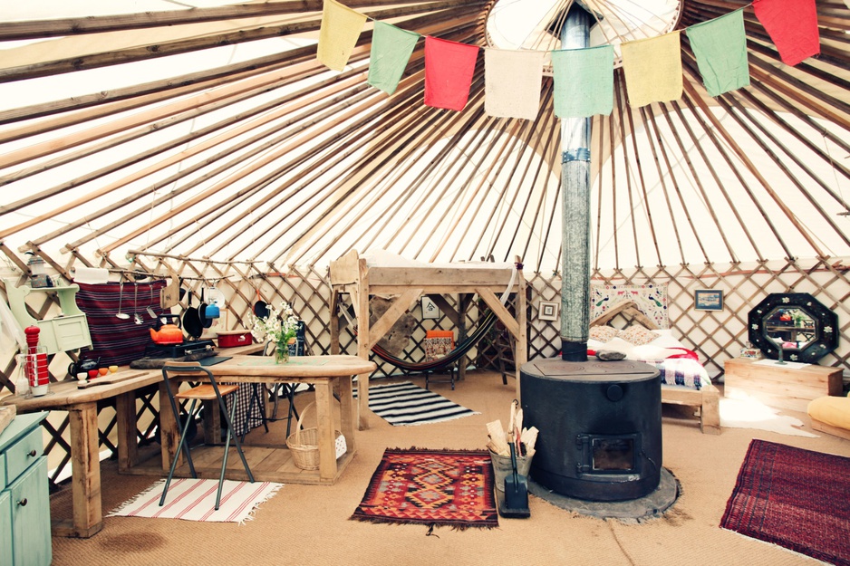 Black Mountains Yurt wooden stove