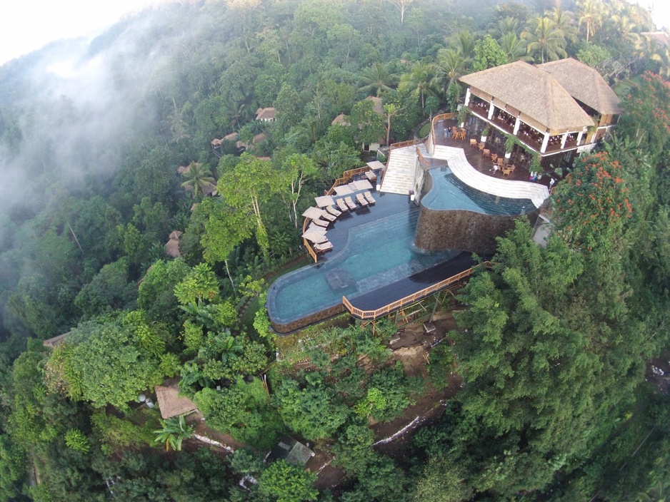 Morning aerial view at Hanging Gardens Ubud