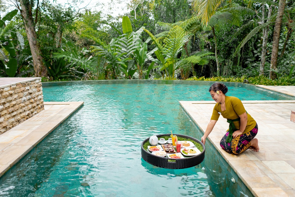 Levitating Breakfast in the Pool