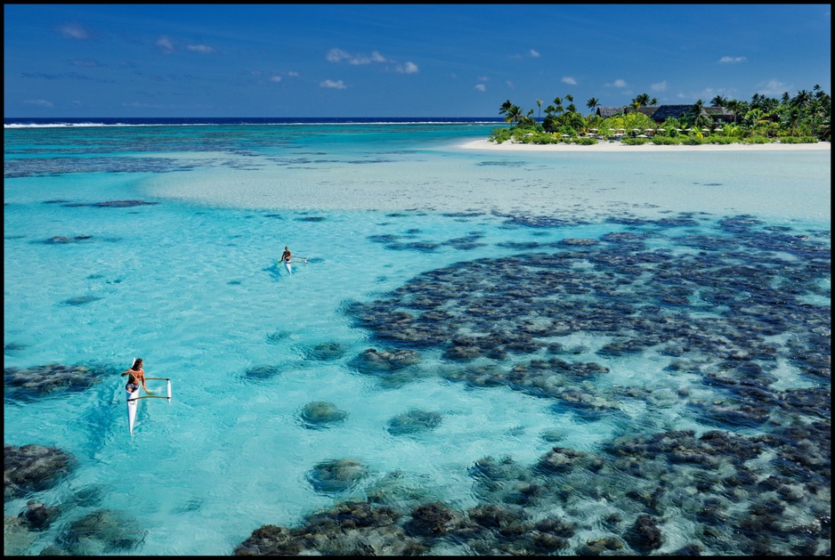 The Brando hotel kayaking in the ocean