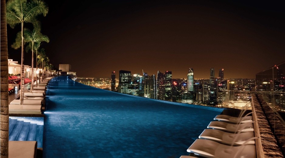 Infinity pool at night