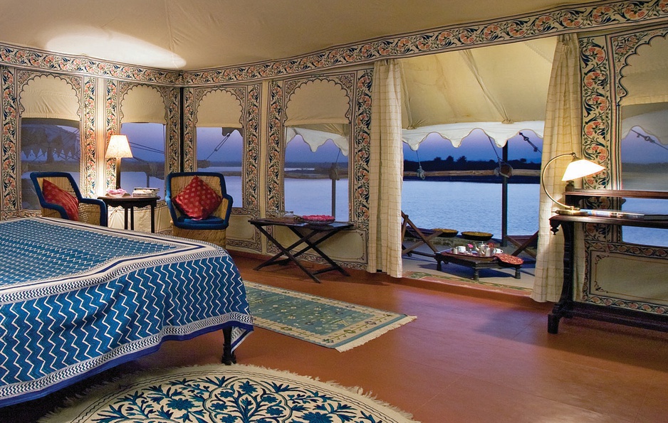 Chhatra Sagar tent interior with bed and private balcony