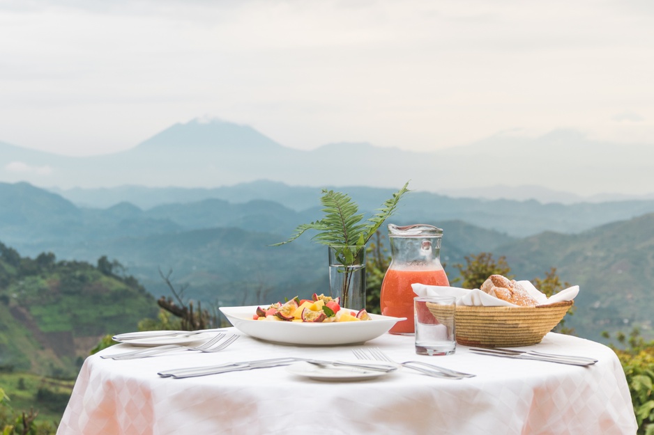 Clouds Mountain Gorilla Lodge Breakfast With Awe-Inspiring Panorama