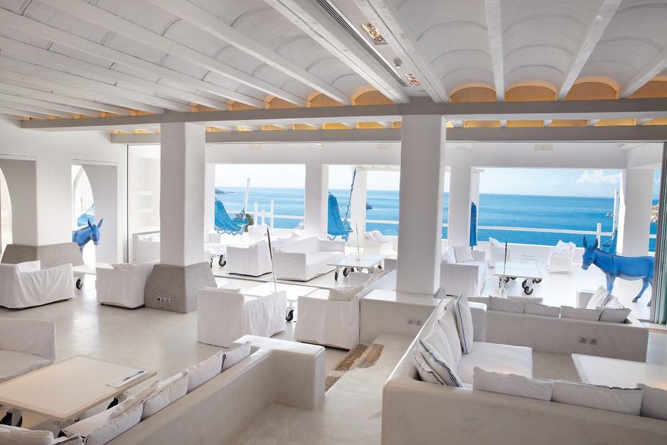 Mykonos Blu Delos Lounges rooftop bar with amazing sea-views