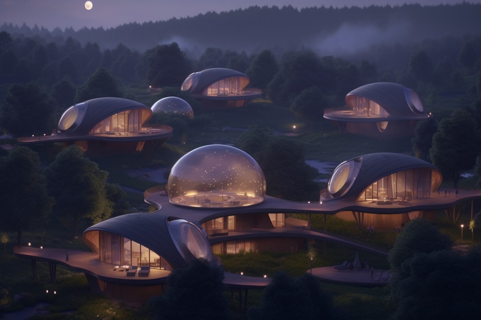 Neo-futuristic bubble lodges