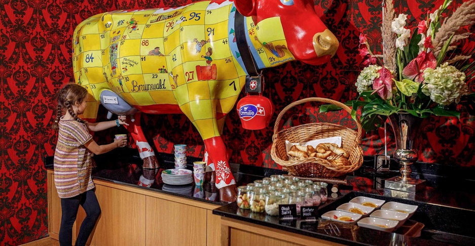 Artificial cow with milk machine built in its udder