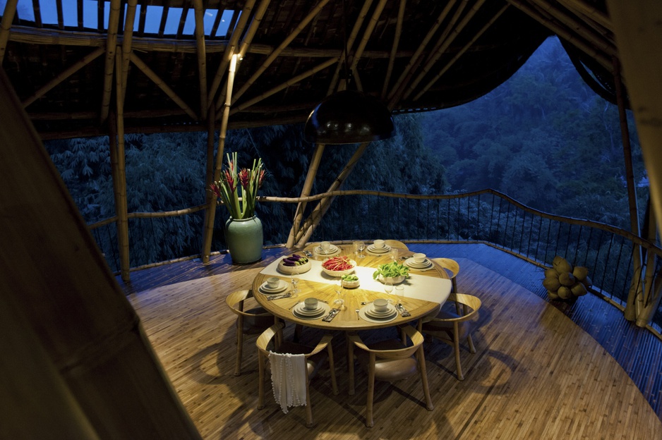 Sharma Springs Bamboo House Dining Area