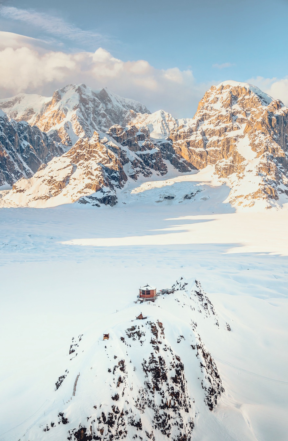 Sheldon Chalet On The Don Sheldon Amphitheater Of Denali's breathtaking Ruth Glacier