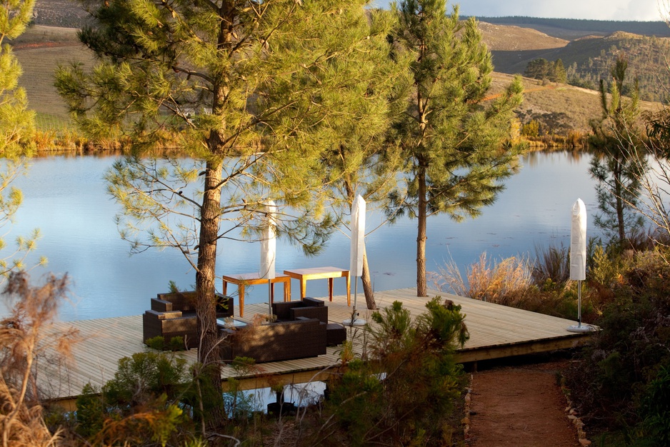 The deck at the lake at Old Mac Daddy