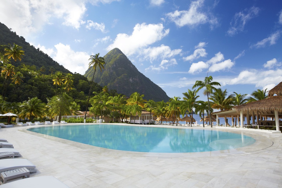 Sugar Beach Pool Pitons View