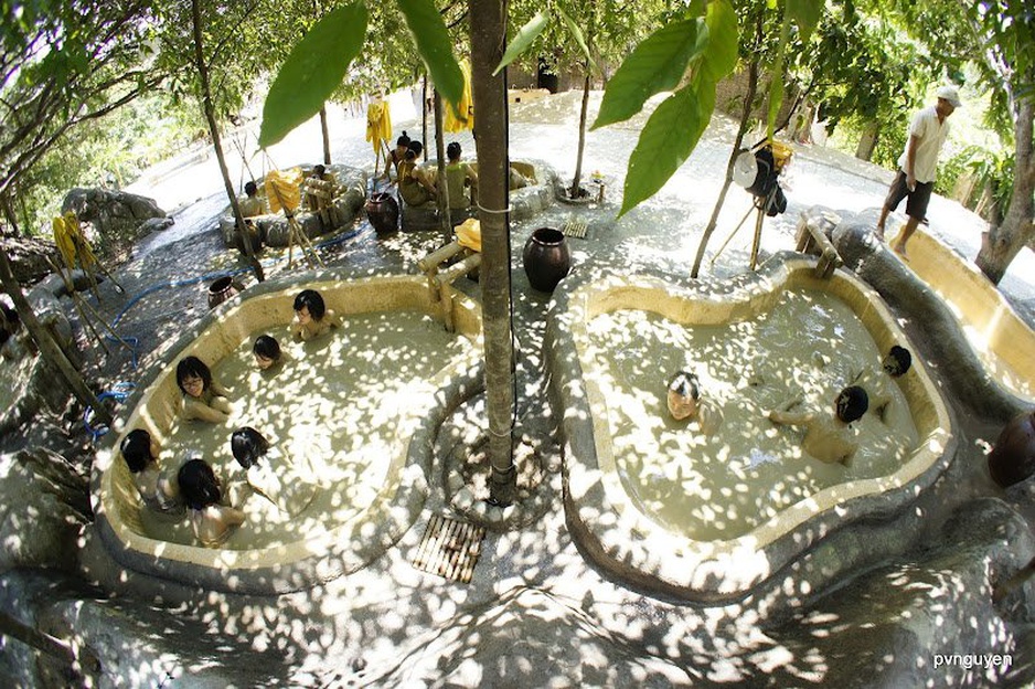 mineral mud pools from above