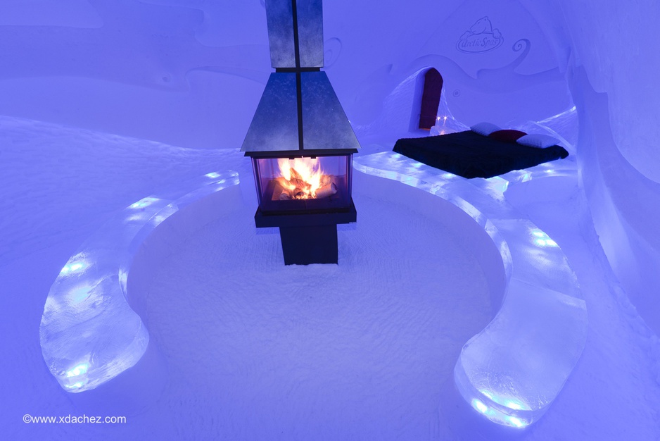 Ice room with fireplace