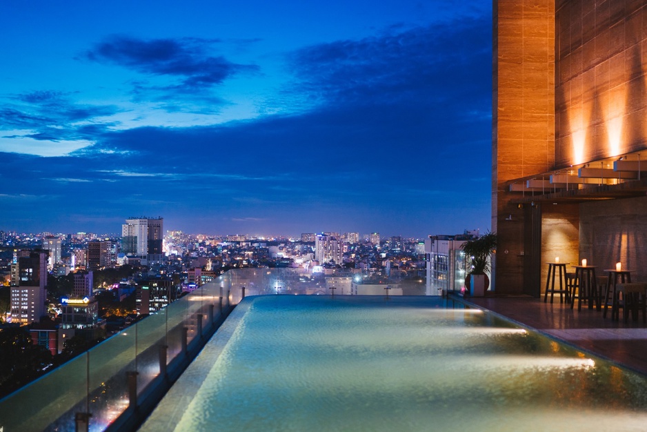 Hotel Des Arts Saigon Rooftop Pool At Night