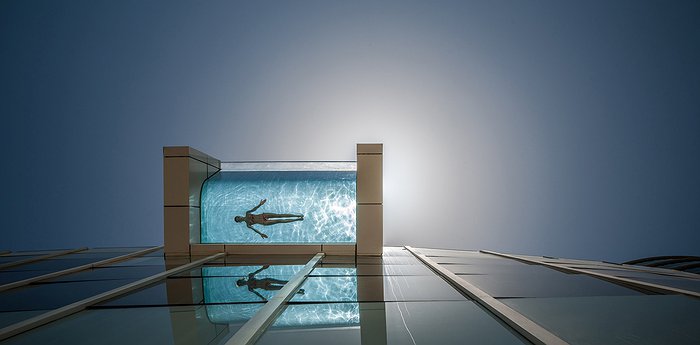 InterContinental Dubai Festival City - Glass Bottom Swimming Pool with Dubai  Panorama