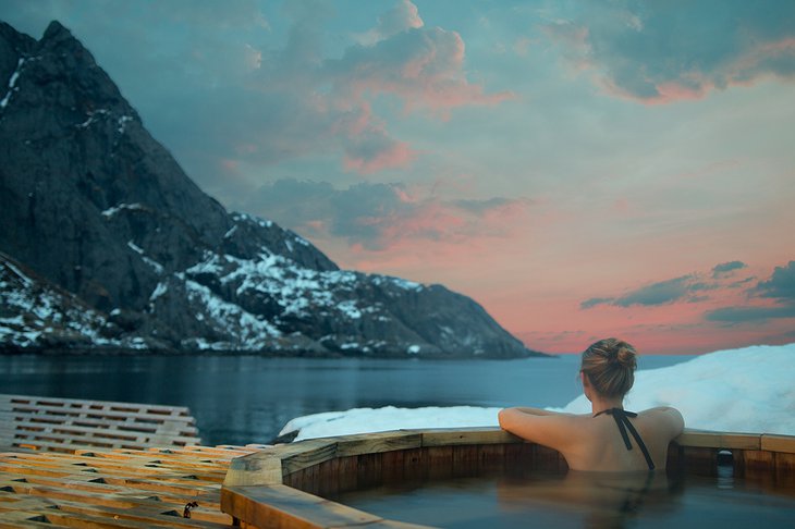 Sea View Hot Tub at the Nusfjord Nordic Spa