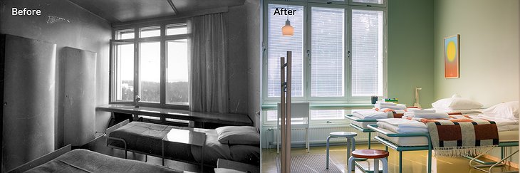 Paimio Sanatorium Room Before & After (Sanatorium -> Hotel)
