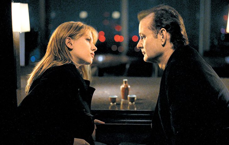 Bill Murray and Scarlett Johansson aka Bill and Charlotte, having a talk in the New York Bar in the Lost in Translation movie