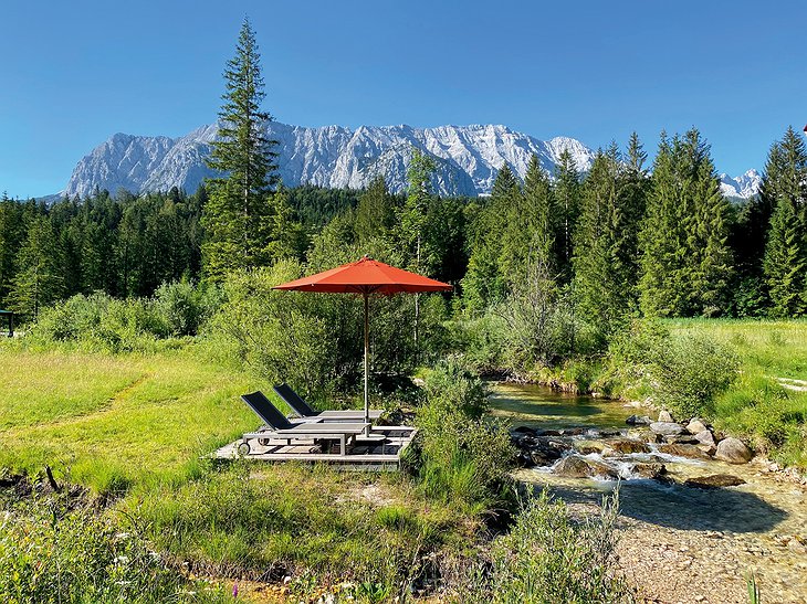 Schloss Elmau Nature Spa Outdoor Relaxation by the River