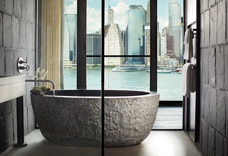 1 Hotel Brooklyn Bridge Riverhouse Suite Stone Bathtub