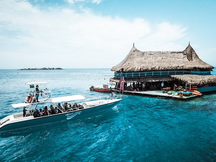 Arriving on boat from Cartagena, Colombia to the Casa en el Agua