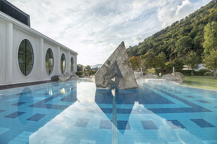 Grand Resort Bad Ragaz Helenabad Pool with Rock Formations