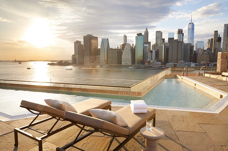 1 Hotel Brooklyn Bridge Hotel Rooftop Pool With Manhattan Skyline Panorama